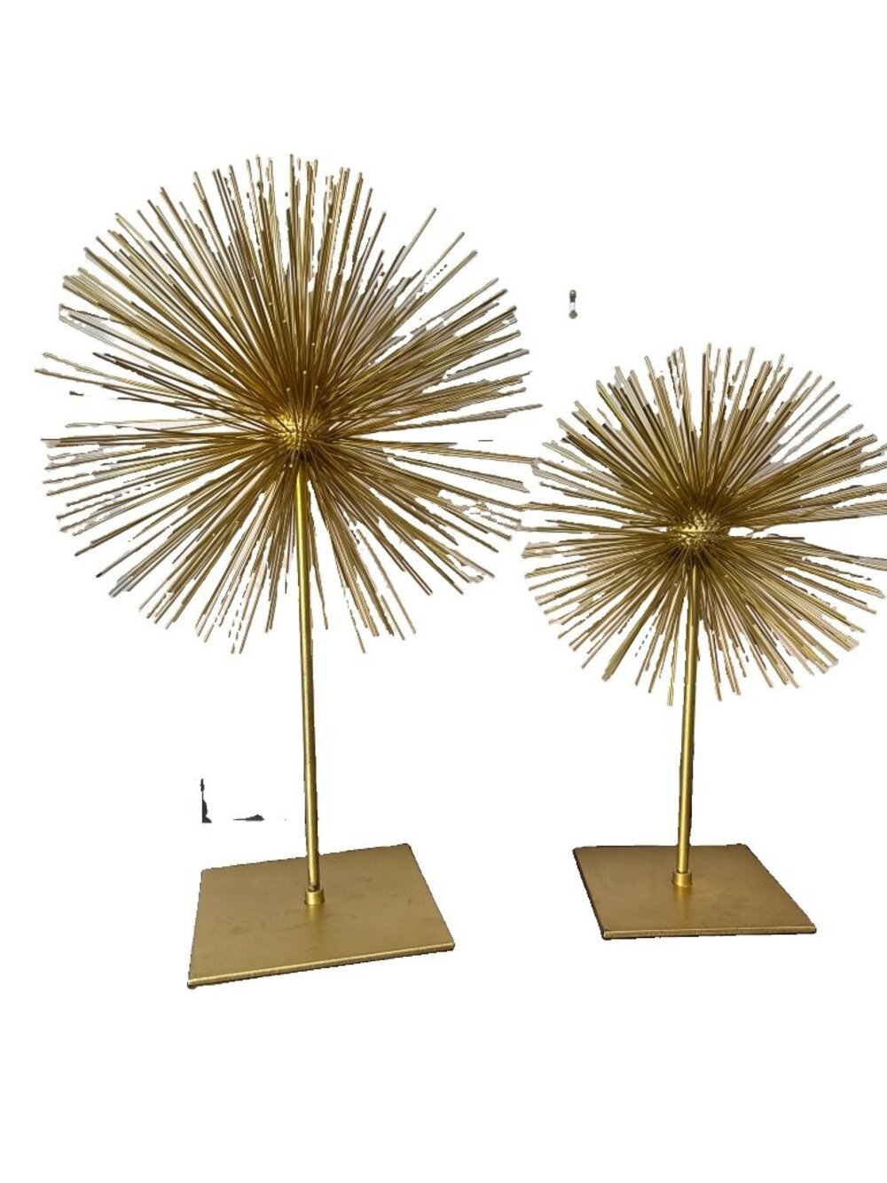 VTG MCM Atomic Starburst 18.5” Gold Metal Sculpture Sea Urchin Tabletop Deco